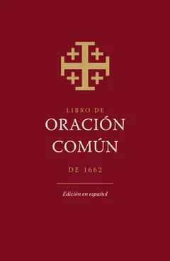 Cubierta granate del Libro de Oración Común de 1662, edición en español, con la cruz de Jerusalén en oro